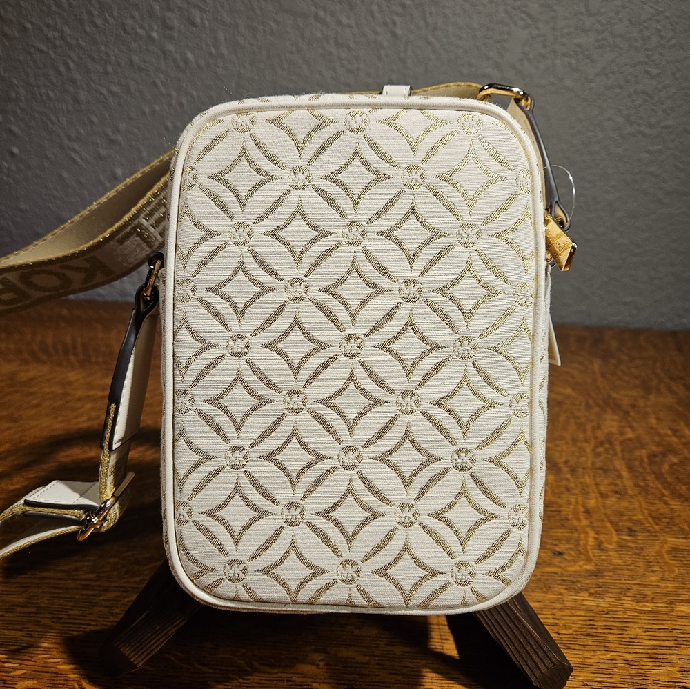Michael Kors Jet Set Medium Metallic Logo Jacquard Crossbody Bag NWT - Picture 3 of 8